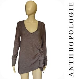 Anthropologie Saturday Sunday Ruffle Cinch Front V Neck Sweater